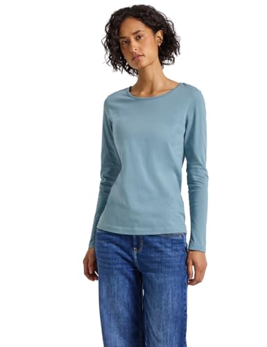 Street One Damen 3228387 Basic Langarmshirt, Glacier Blue, 46 von Street One