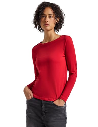 Street One Damen 3228387 Basic Langarmshirt, Racing red, 40 von Street One