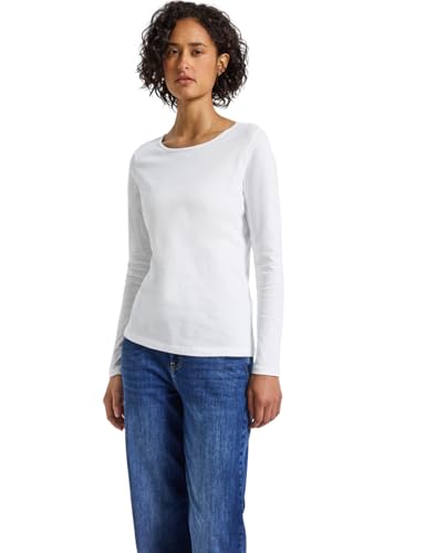 Street One Damen 3228387 Basic Langarmshirt, White, 40 von Street One