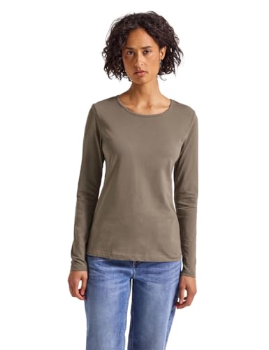 Street One Damen 3228387 Basic Langarmshirt, bark Brown, 38 von Street One