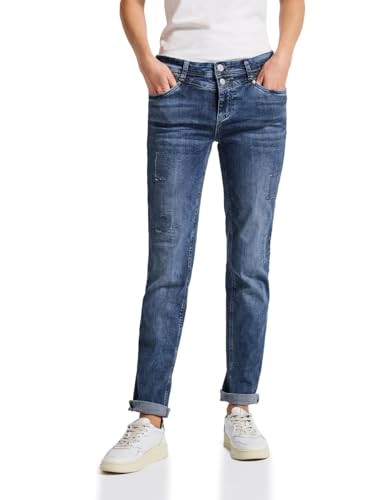 Street One Damen 3715693 Jeans mit Destroyed Details, mid Blue Random Washed, 29W x 28L von Street One