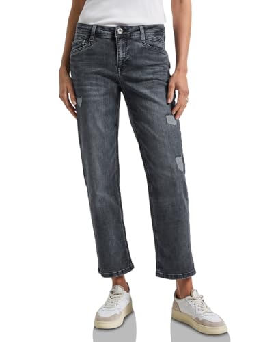 Street One Damen 3716819 Straight Leg Destroyed Jeans, Soft Grey Washed, 34W x 28L von Street One