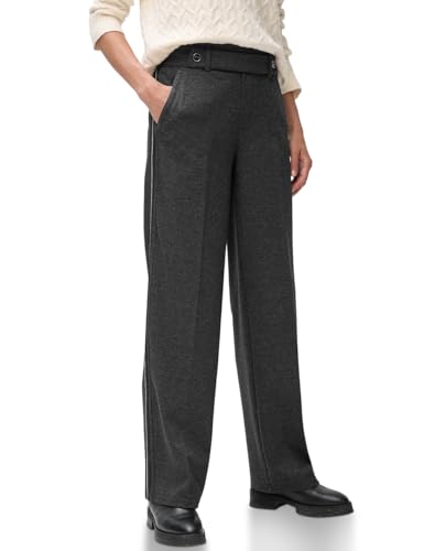 Street One Damen 3717028 Straight Leg Hose mit Tape, Black, 40W x 30L von Street One
