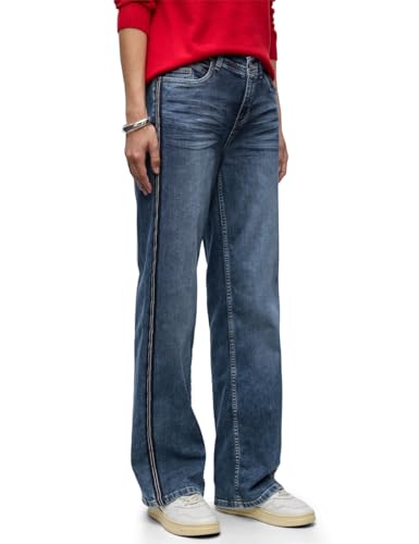 Street One Damen 3717062 Jeans mit Gallonstreifen, Medium Blue Soft Washed, 33W x 32L von Street One