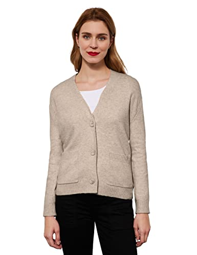 Street One Damen A253472 Strickjacke, Cream Mocca Melange, 46 von Street One