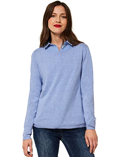 Street One Damen U-Boat Pullover Strickpullover, Cozy Blue Melange, 42 von Street One