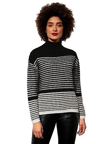 STREET ONE Damen A302188 Rollkragenpullover, Schwarz/Weiß, 40 von Street One