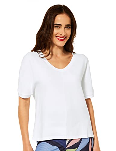 Street One Damen A318025 Materialmix T-Shirt, White, 40 von Street One