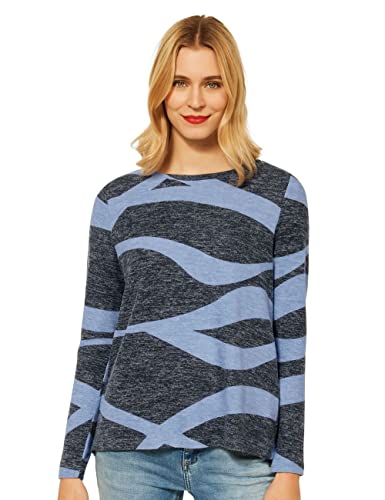 Street One Damen A318502 Langarmshirt, Cozy Blue Melange Print, 38 von Street One