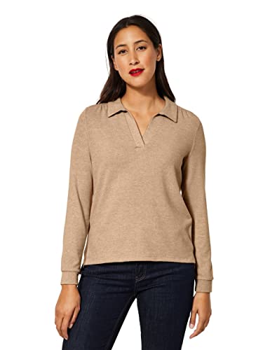 STREET ONE Damen A318649 Poloshirt, Buff Sand Melange, 38 von Street One