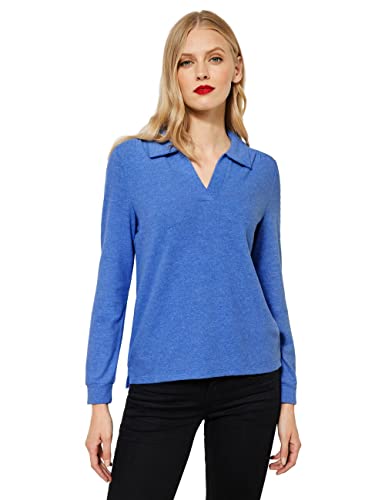 STREET ONE Damen A318649 Poloshirt, Dazzling Blue Melange, 38 von Street One