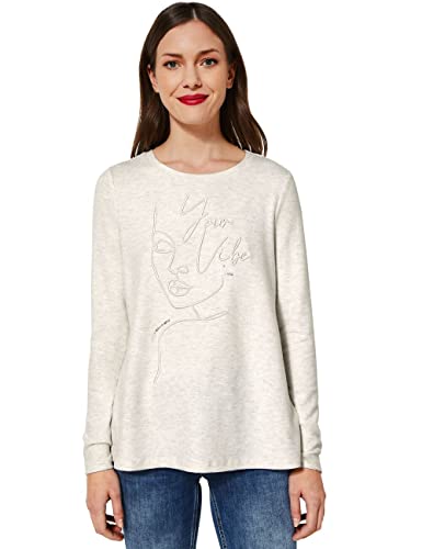 STREET ONE Damen A318825 Langarmshirt, Dream White Melange, 38 von Street One