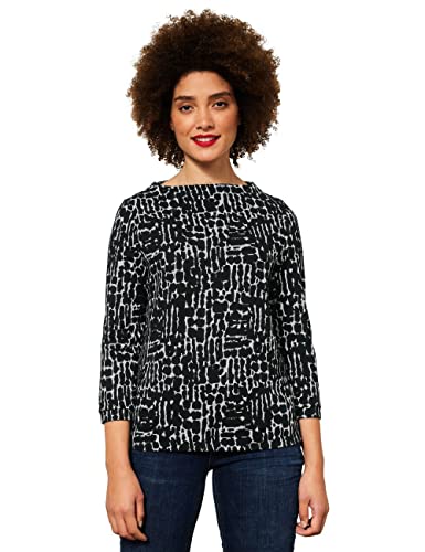 STREET ONE Damen A318890 T-Shirt 3/4 Arm, Black, 42 von STREET ONE