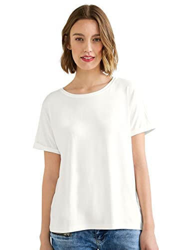 STREET ONE Damen A319578 Kurzarmshirt, Off White, 36 EU von Street One