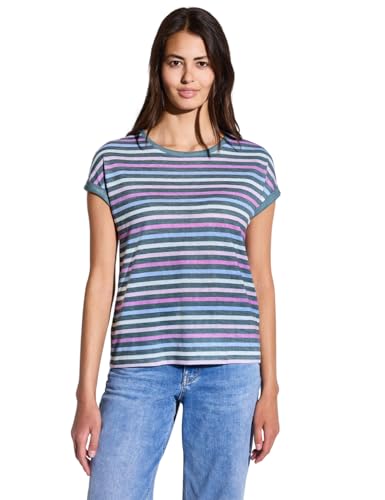 Street One Damen A322700 Leinen-Look Streifen-Shirt, Dark Garden Green, 36 Street One Damen A322700 Leinen-Look Streifen-Shirt, Dark Garden Green, 36 von Street One