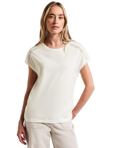 Street One Damen A323312 T-Shirt mit Häkeldetails, Off White, 38 Street One Damen A323312 T-Shirt mit Häkeldetails, Off White, 38 von Street One