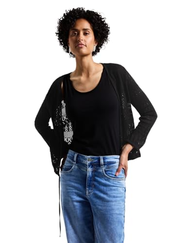 Street One Damen A323314 Offene Ajour-Look Jacke, Schwarz, 40 von Street One