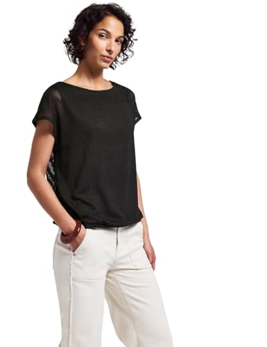 Street One Damen A323327 2-in-1 Mesh T-Shirt, Schwarz, 34 von Street One