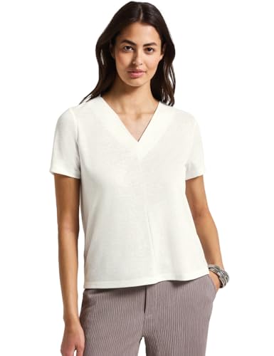 Street One Damen A323335 V-Neck Shirt in Leinen-Optik, Off White, 36 Street One Damen A323335 V-Neck Shirt in Leinen-Optik, Off White, 36 von Street One
