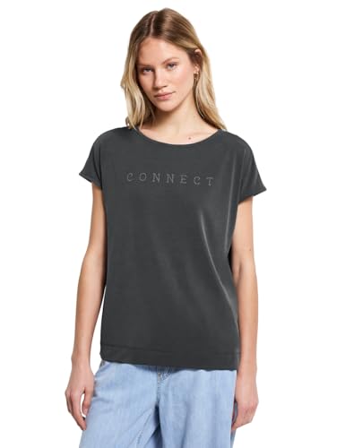 Street One Damen A323340 Silk-Look Shirt mit Wording, Granite Grey, 38 von Street One