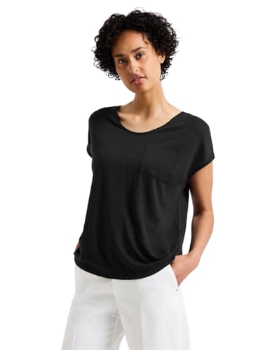 Street One Damen A323384 Leinen-Look T-Shirt, Schwarz, 40 Street One Damen A323384 Leinen-Look T-Shirt, Schwarz, 40 von Street One