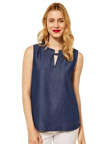 STREET ONE Damen A343348 Blusentop, Dark Blue Washed, 38 von STREET ONE