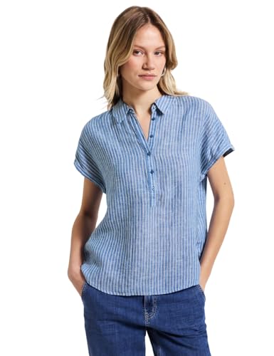 Street One Damen A345398 Gestreifte Leinen-Hemdbluse, Serenity Blue, 34 Street One Damen A345398 Gestreifte Leinen-Hemdbluse, Serenity Blue, 34 von Street One