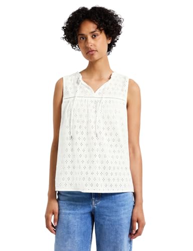 Street One Damen A345405 Ärmellose Stickmuster Bluse, Off White, 40 von Street One