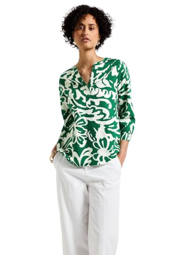 Street One Damen A345414 Gemusterte Leinenmix-Bluse, Glowing Green, 38 von Street One