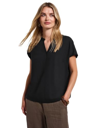 Street One Damen A345728 Split Neck Bluse in Unifarbe, Schwarz, 34 Street One Damen A345728 Split Neck Bluse in Unifarbe, Schwarz, 34 von Street One