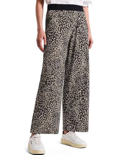 Street One Damen A379197 Jersey-Hose mit Leo-Muster, Schwarz, 34 von Street One