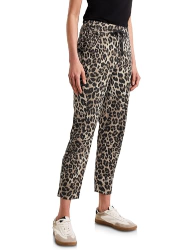Street One Damen A379200 Loose Fit Hose mit Leo-Print, Schwarz, 44 Street One Damen A379200 Loose Fit Hose mit Leo-Print, Schwarz, 44 von Street One