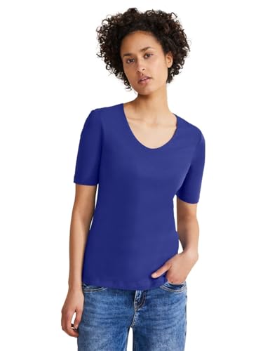 Street One Damen Basic Kurzarmshirt intense royal blue 36 von Street One