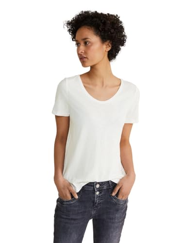 Street One Damen Basic Kurzarmshirt off white 42 von STREET ONE
