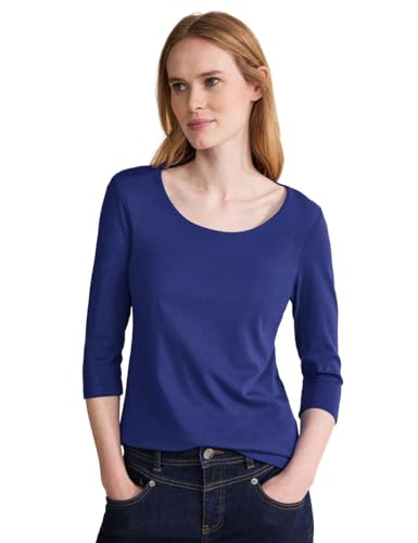 Street One Damen Basic T-Shirt mit 3/4 Arm intense royal blue 38 von Street One