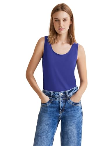 Street One Damen Basic Top in Unifarbe intense royal blue 38 von Street One