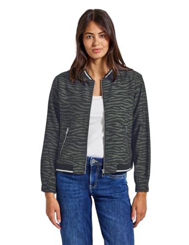 Street One Damen Gemusterter Blouson, mid Green, 42 von Street One
