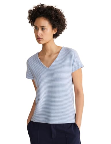 Street One Damen Gestreiftes Kurzarmshirt warm light blue 40 von Street One