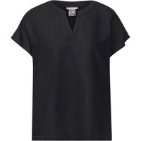 Street One Damen Kurzarm Bluse Splitneck black 40 von Street One