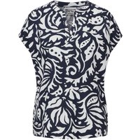 Street One Damen Kurzarm Bluse Splitneck deep blue 36 von Street One