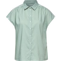 Street One Damen Kurzarm Bluse Striped Shirtcollar soft moss green 34 von Street One