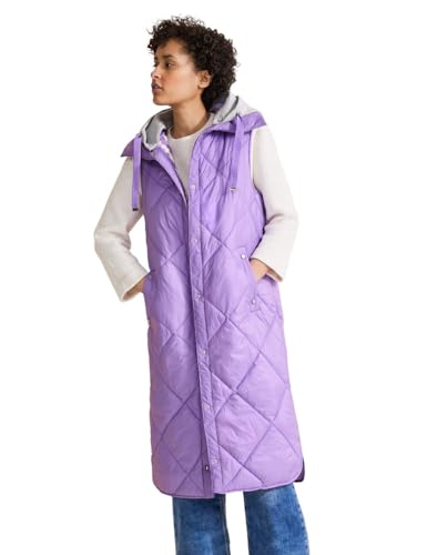 Street One Damen Lange Steppweste shiny lilac 42 von STREET ONE