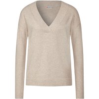 Street One Damen Pullover V-neck Sweater sand melange 42 von Street One