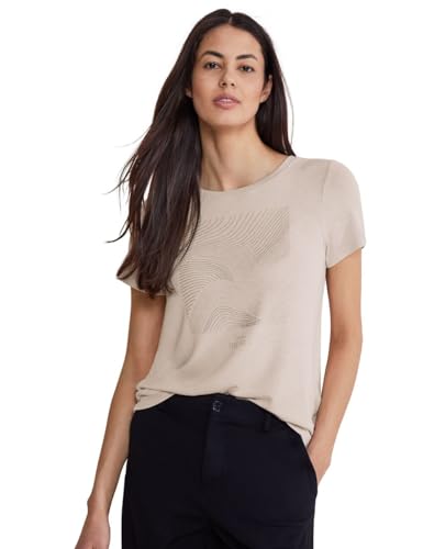 Street One Damen T-Shirt mit Dekoration smooth sand beige 38 von Street One