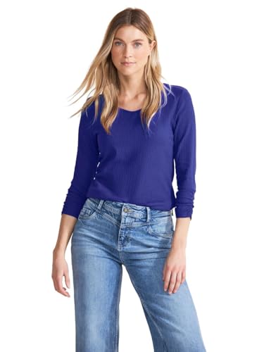 Street One Damen T-Shirt mit Rippstruktur intense royal blue 40 von Street One