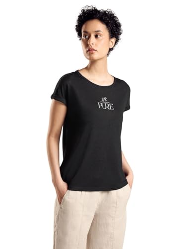 Street One Damen T-Shirt mit Wording Black,44 von Street One