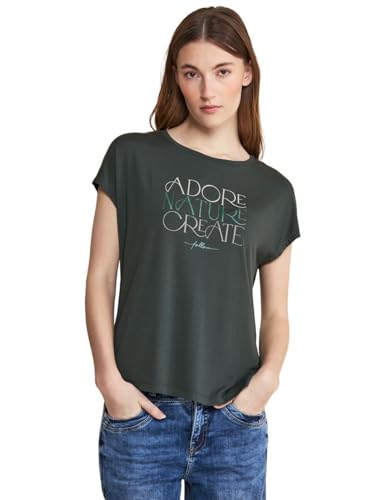 Street One Damen T-Shirt mit Wording marshy green 44 von Street One