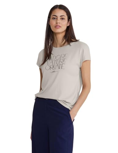 Street One Damen T-Shirt mit Wording smooth stone sand 40 von Street One