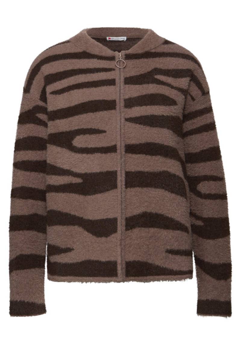 Street One - Gemusterter Cardigan braun - Gr. - 42 von Street One