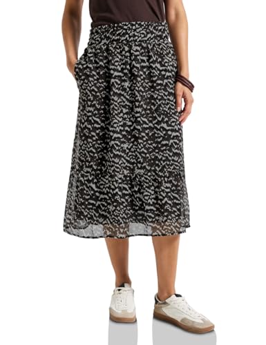 Street One Damen 3610086 Gemusterter Chiffon-Rock, Deep Roast Brown, 36 EU von Street One